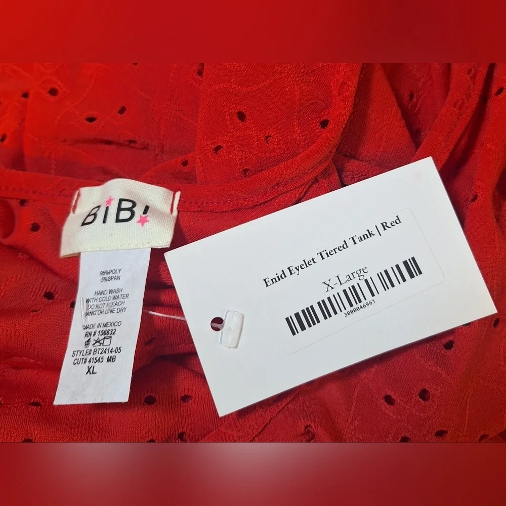 Bibi XL Red Eyelet Top - Picture 2 of 5
